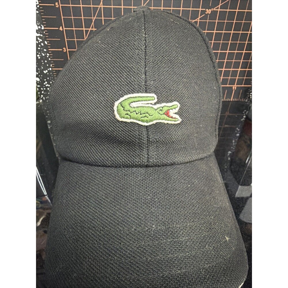 Vintage Lacoste Black Baseball Cap Hat Crocodile Logo 100% Cotton Bulgaria